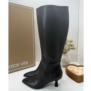 Dolce Vita Ashton Leather Chunky Heel Booties Black Women 7.5 Wide Calf